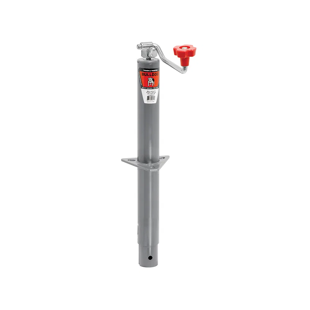 1750290317 – BULLDOG/FULT Trailer Tongue Jack, Manual A-Frame Round Topwind Jack 5000 Pound Lift Capacity 15 Inch Tra...